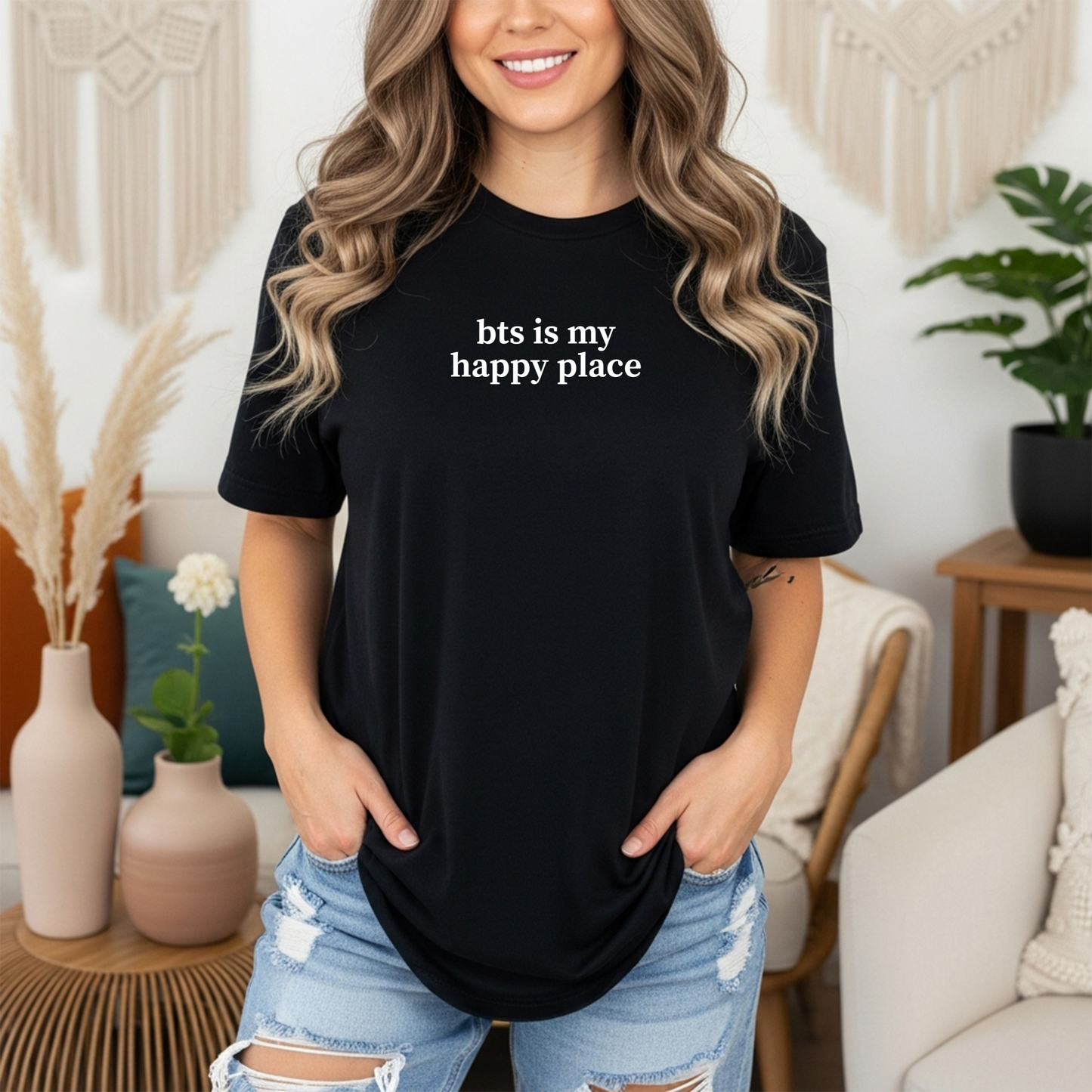 "BTS Is My Happy Place" Minimalist ARMY Fan T-Shirt