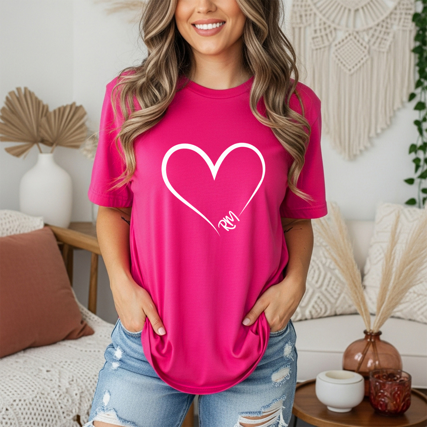 RM of BTS Minimalist Heart Outline T-Shirt