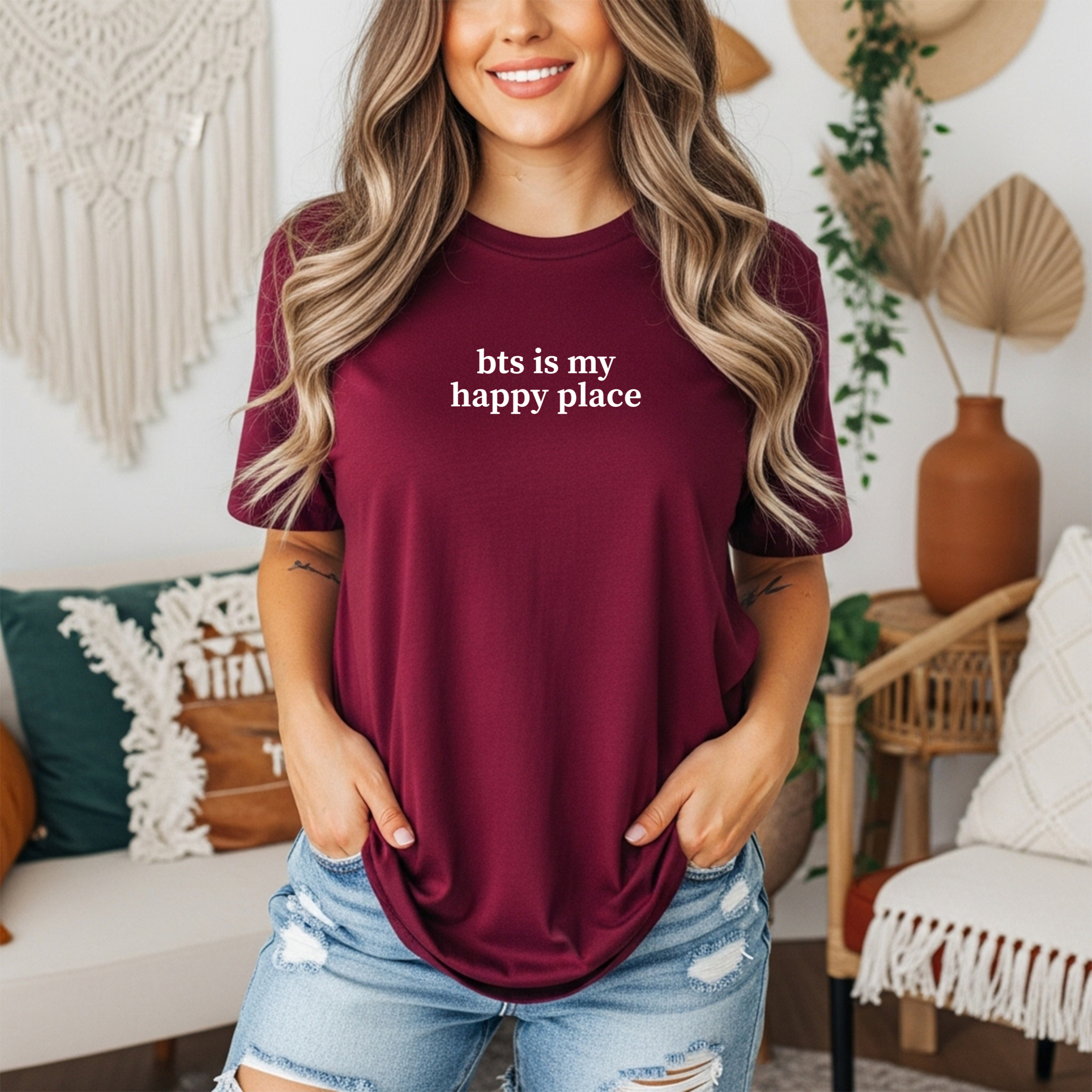 "BTS Is My Happy Place" Minimalist ARMY Fan T-Shirt