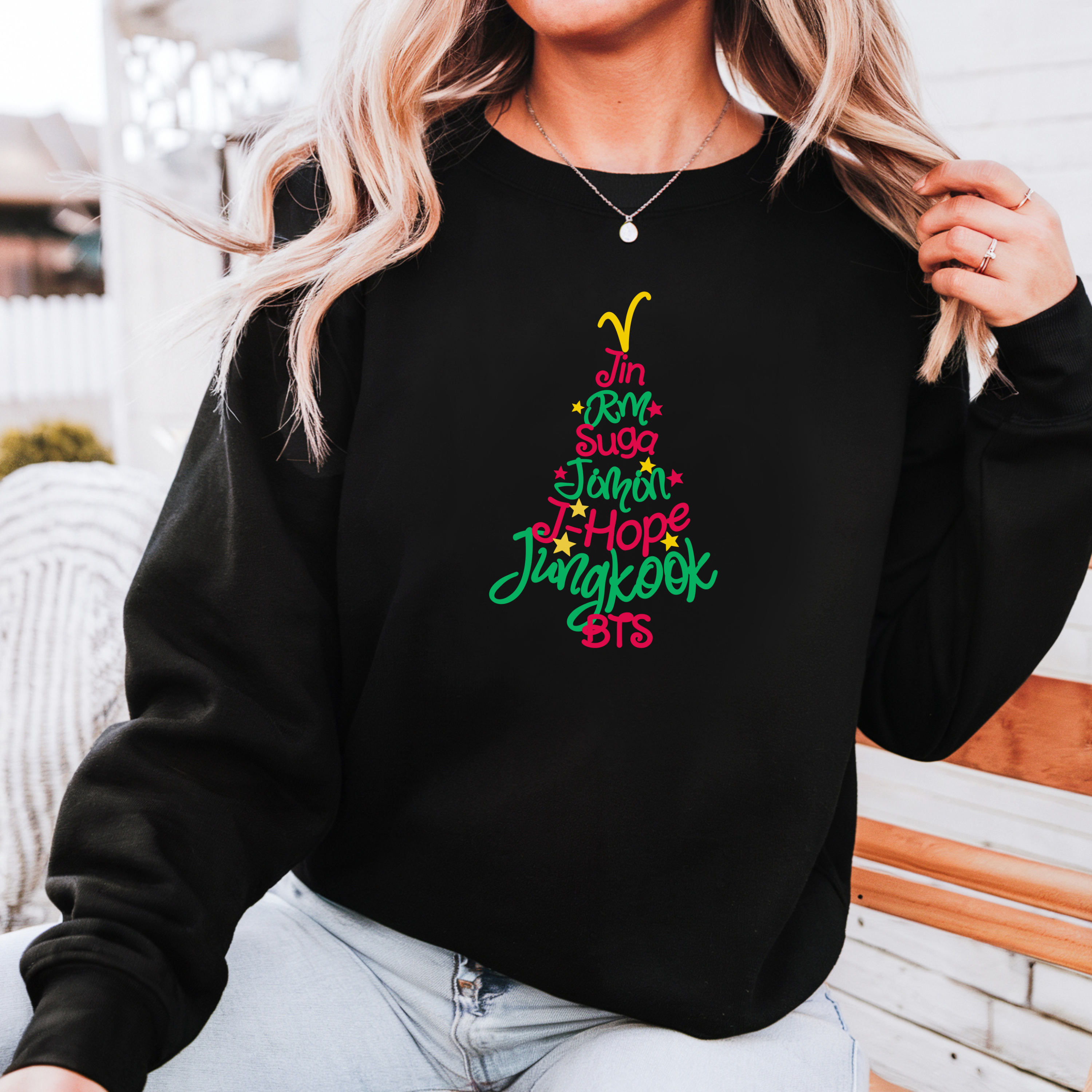 Christmas Tree BTS Names Crewneck Sweatshirt